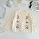 7.3 Girls Floral Embroidery Cotton Knitted Sweaters
