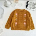 7.4 Girls Floral Embroidery Cotton Knitted Sweaters