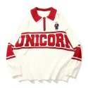 Custom LOGO Polo Neck Zipper Cardigan Sweater