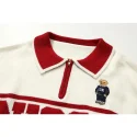 17.4 Custom LOGO Polo Neck Zipper Cardigan Sweater