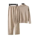 2 Piece Set Solid Casual Wool Sweaters Suit