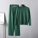 27.5 2 Piece Set Solid Casual Wool Sweaters Suit