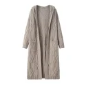 28.2 100% pure cashmere hooded long thickened cardigan sweater