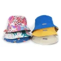 11.1 Custom full printing sun protective reversible bucket kids sun cap