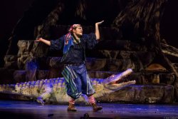Realistic Dinosaurs in stage play